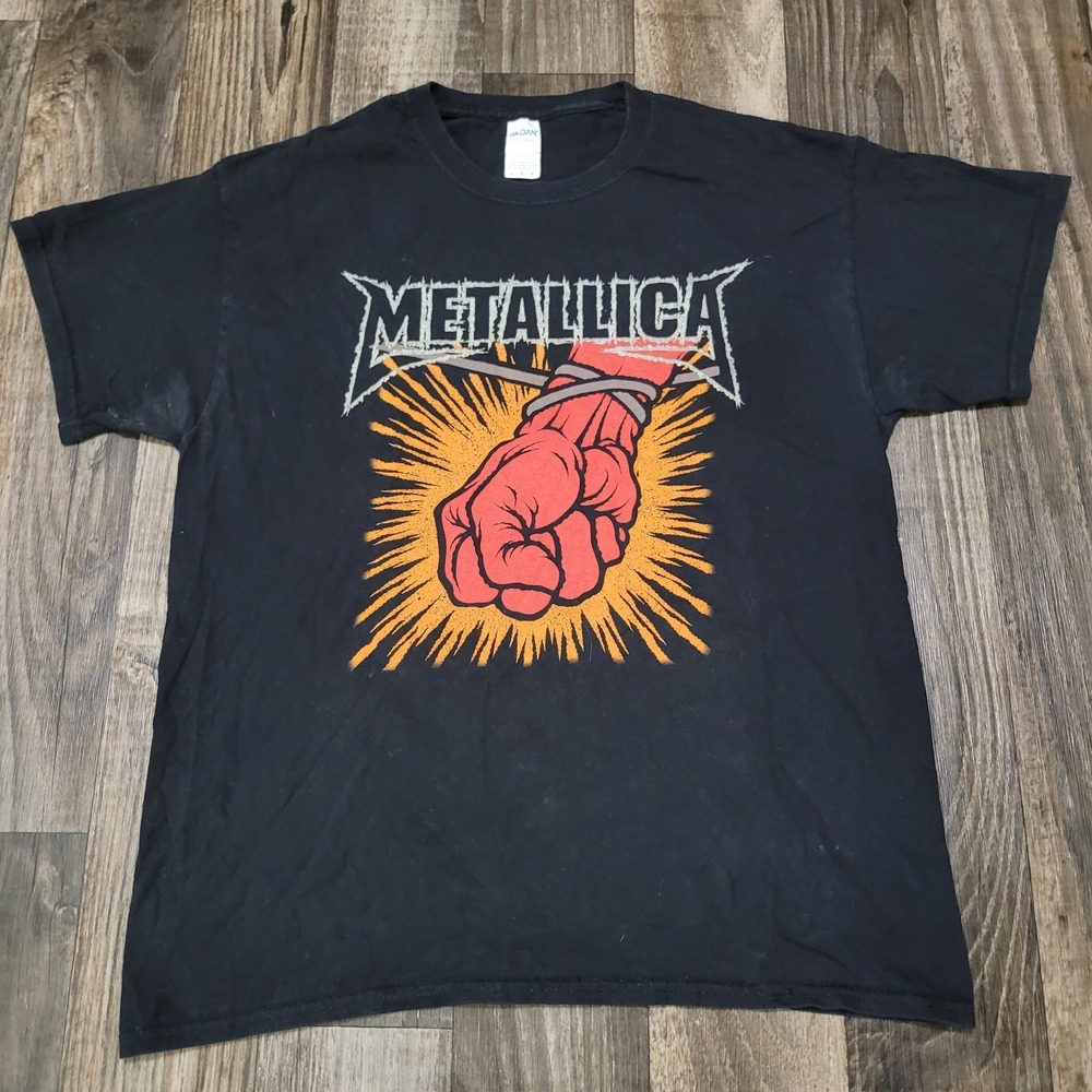 Metallica Shirt Mens Large Black St Anger Heavy Metal Band Tee